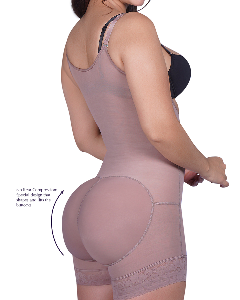 Oleidi Sculpting Bodysuit Mid Thigh W. Open Gusset - Black – Fem Curves